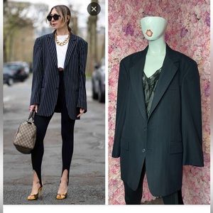 Burberry Navy Blue White Pinstripe Blazer Vintage